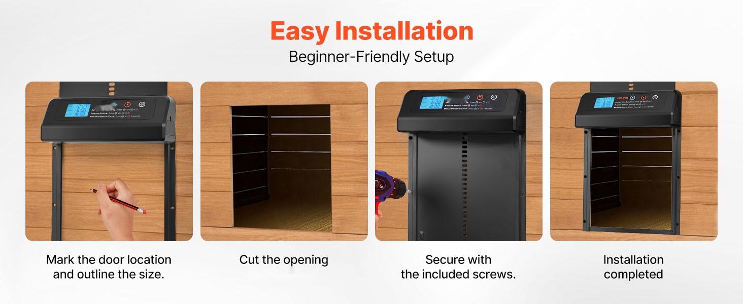 Automatic Chicken Coop Door Battery Powered With Timer And Manual Setting Anti-Pinch Safety Durable Aluminum Alloy Construction Auto Chicken Run Gate Opener With Waterproof Sealing And Weather Resistant Black Finish