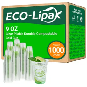 Compostable Clear Pliable Durable Cold Drink Cup - BPI Certified, PFAS-Free Kitchen Drinkware