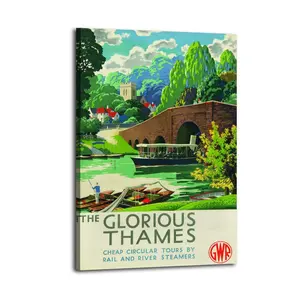 Vintage Railway Poster THE GLORIOUS THAMES Poster Decorative Painting Canvas Wall Art Picture Print Modern Family Bedroom Decor