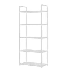 5-Tier Adjustable Plastic Storage Rack, Heavy-Duty Polypropylene Standing Organiser with 66 Lbs Capacity, Easy Installation Shelves for Kitchen, Pantry, Garage