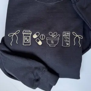 Pharmacy icon Aesthetic Comfort Sweatshirt Casual Crew Neck. Pharmacist/ pharmacy tech  Long SleeveCasual Comfortable Casual Wear - Cute, Tops, Hoodie