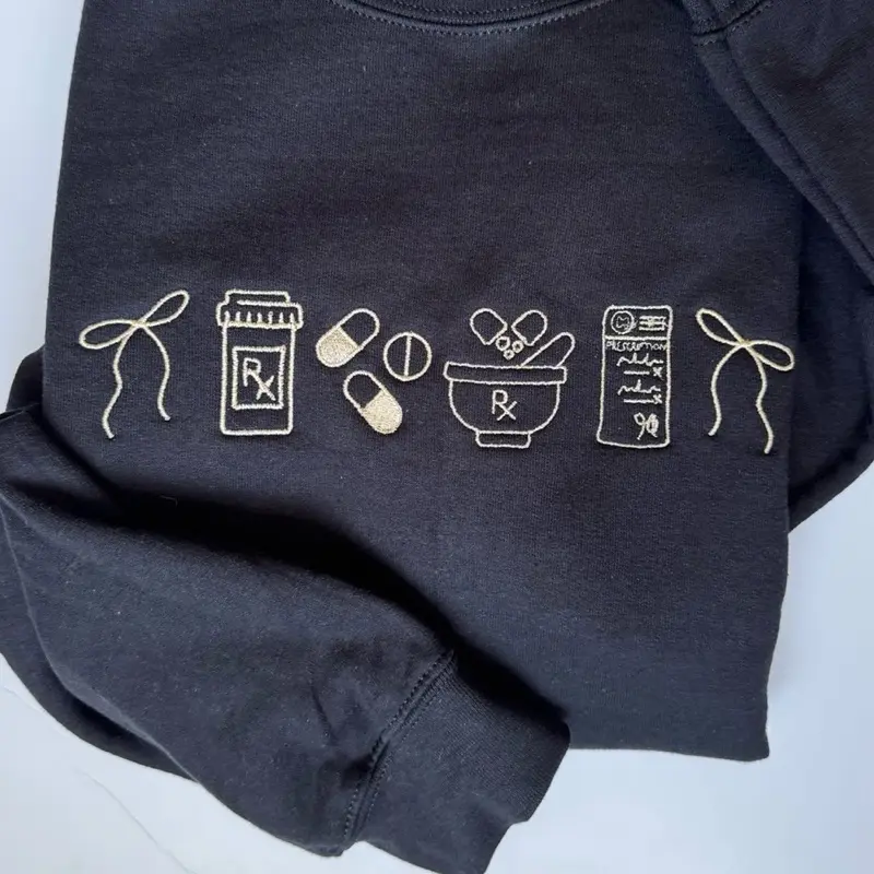 Pharmacy icon Aesthetic Comfort Sweatshirt Casual Crew Neck. Pharmacist/ pharmacy tech  Long SleeveCasual Comfortable Casual Wear - Cute, Tops, Hoodie