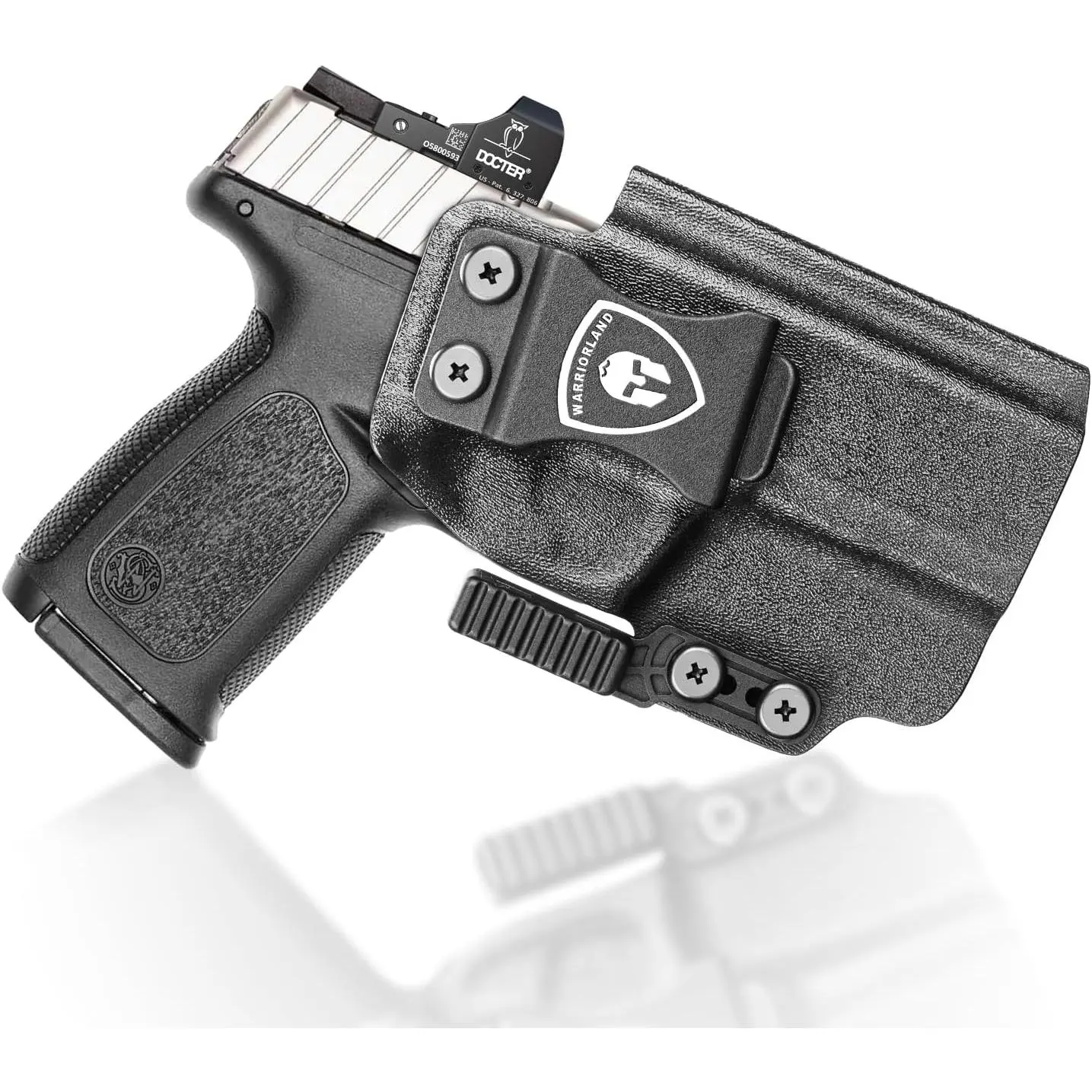 IWB Kydex Holster for Smith & Wesson SD9VE & SD40VE - Right Hand Appendix Carry with Optic Cut, Claw for Concealment, Full Length Sweat Shield, Open Bottom & Adjustable Cant/Retention