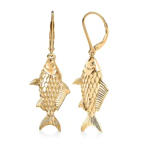 Fish Earrings in 18K Yellow Gold Plated Bronze Fish Earrings in 18K Yellow Gold Plated Bronze