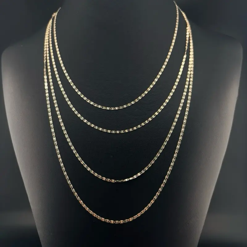 10k Tri-Color Chain, 16-24 Inches Adjustable Length Fine Jewelry Chain