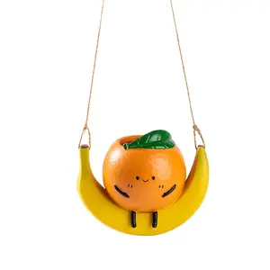 Fruit Styled Swing Hanging Resin Planter, Creative Home Balcony Outdoor Hanging Decor, Resin Craft, Unique Garden Ornament, Perfect for Indoor & Outdoor Use
