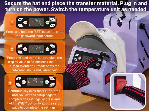 Auto Hat Heat Press Machine, Automatic Open/Release, 4 Memory Modes, Precise Temp/Timer Control, 6.54"x3.84"Curved Heat Plate, Hat Stretcher, for Caps, Sublimation, Vinyl, Heat Transfer