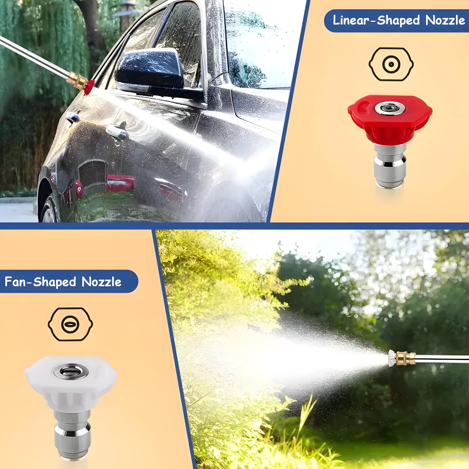 High Pressure Hydro Jet Nozzle for Garden Hose, Equipped with 2 Spray Heads and Quick Connectors, Multi-Purpose Cleaning Tool for Cars, Patios and Outdoor Spaces, Suitable for Bathroom Supplies, Bathroom Accessories and Handheld Shower Use