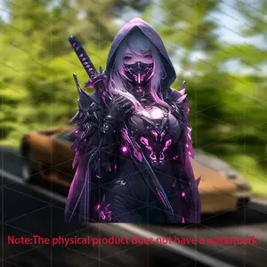Anime Neon Female Warrior Stickers, Suitable for Cars, Game Consoles, Walls, Laptops, Cups, and Suitcases. Rapper
