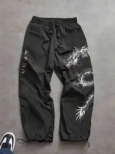 Men's Fashion Printed Casual Sports Pants, Adjustable Elastic Waistband, Lightweight Nylon Fabric, Perfect Gift for Husband Son Boyfriend, Casual Sport Trousers