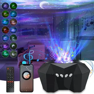 Northern Lights Star Projector with Moon Display, Bluetooth Audio Speaker, Phone-Controllable Projector for Bedroom