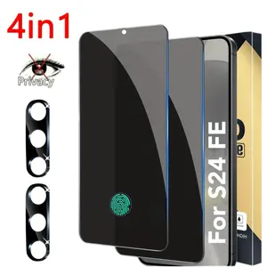 Highly Durable 4-in-1 Privacy Tempered Glass Screen Protector for Samsung Galaxy S26/S26 Plus/S26 Ultra/S25 S24 S23 S22 Ultra S25 S24 S23 S22 Plus FE Series Phones with Camera Lens Protector - 2 Pack, 2.5D Arc Edge.., ...