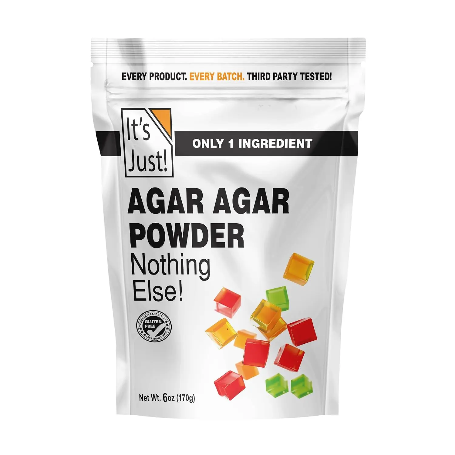 It's Just Agar Agar Powder 6oz - 100% Pure Plant-Based Vegan Gelatin Substitute for Baking, Desserts, Jellies & Culinary Thickeners (Non-GMO)