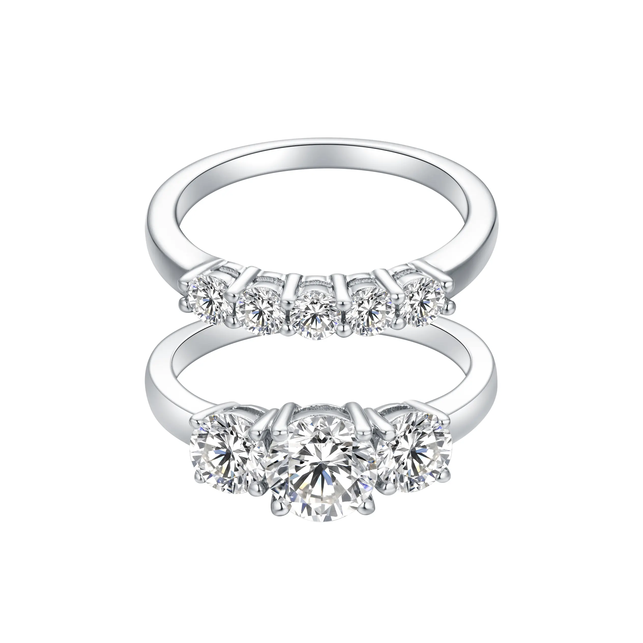 ATTAGEMS Classic 3 Stones D VVS1 Lab-Created Moissanite Ring for Women Jewelry Set 925 Sterling Silver Anniversary Party Engagement Gift Fine jewellery R015, Rings, Lab-Moissanite summerwins
