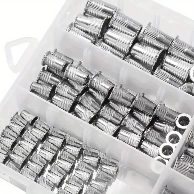 Stainless Steel Nutserts Set, M3-M12, Polished Finish, Partial Thread Coverage, Right-Hand Thread, Flat Head Threaded Inserts for Sheet Metal Assembly & Furniture Repair