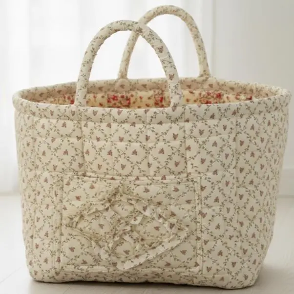 Pink Vine on Yellow [Storage Basket]