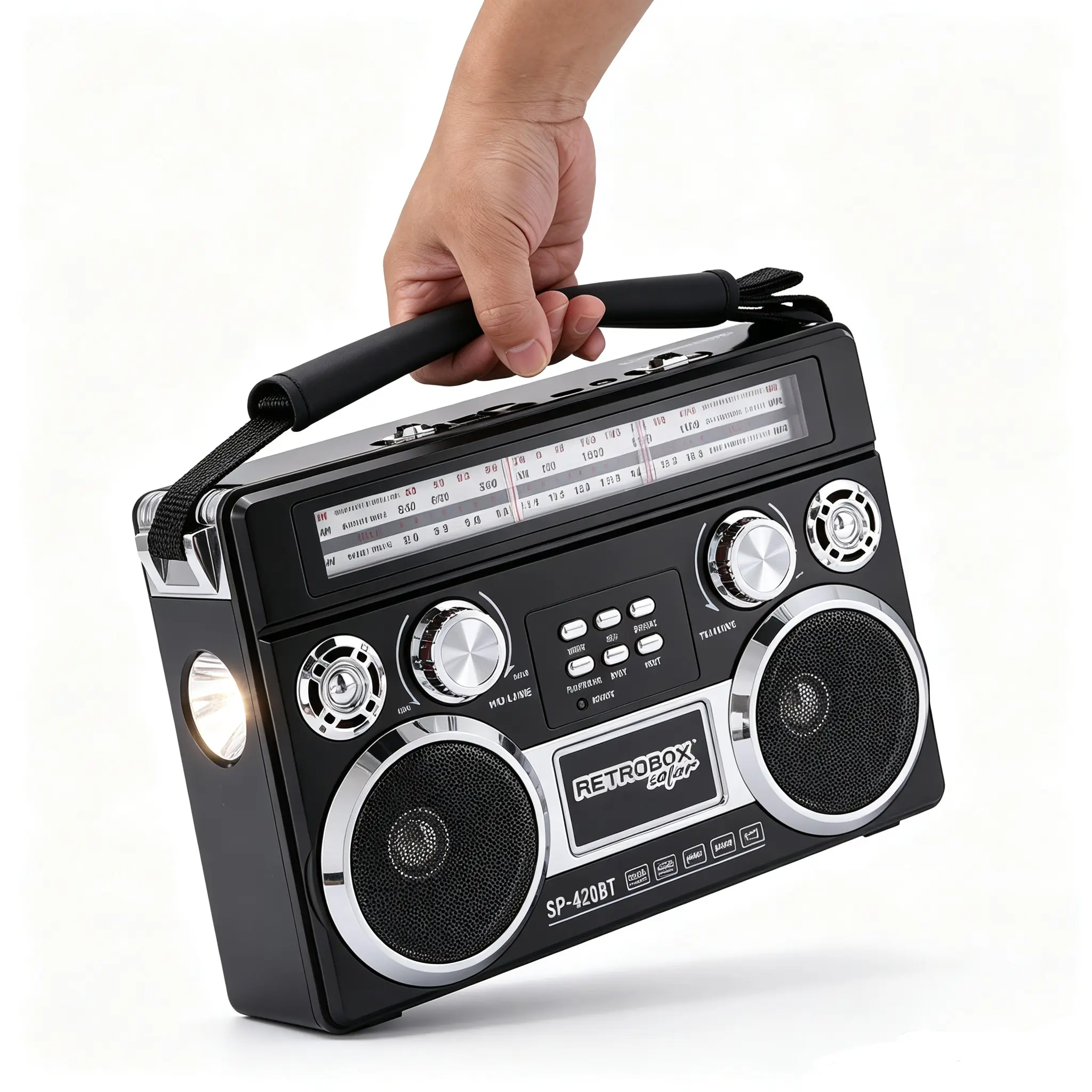 Solar Rechargeable Portable Bluetooth Speaker Radio AM/FM/SW 3-Band MP3 Player LED Light Fathersdaygift