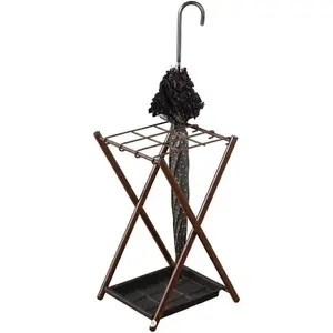 Folding Umbrella Storage Stand Rack Holder Organizer Bin for Entryway Home Commercial Office Décor with Drip Tray