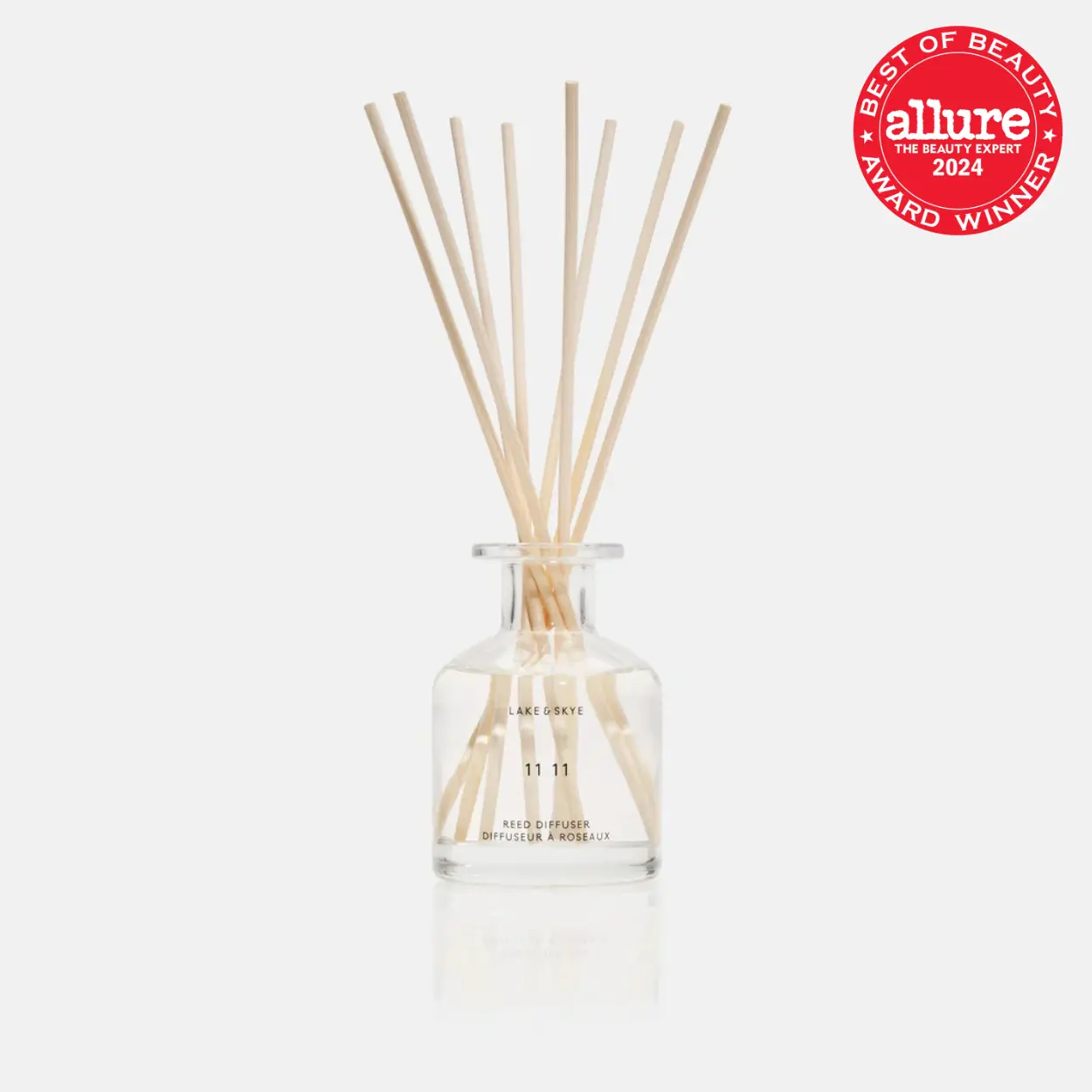 Lake & Skye 11 11 Flameless Reed Diffuser Bottle - White Musk & White Amber Scent Home Fragrance, 128 mL Home/Office Air Freshener, Thoughtful Gift Idea, 128Ml