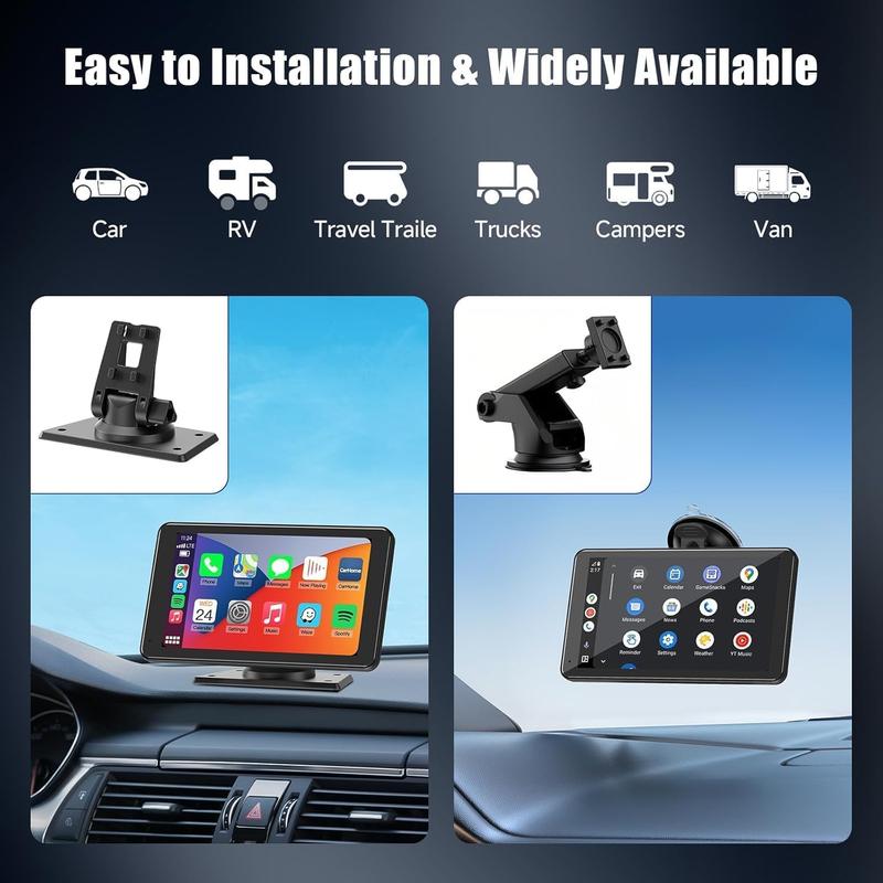 【PASLDA】Portable Wireless Carplay Car Stereo, 7" HD Touchscreen for Car with Apple CarPlay & Android Auto with Backup Camera/Mirror Link/Voice Control/Bluetooth/GPS/AUX for All Vehicles