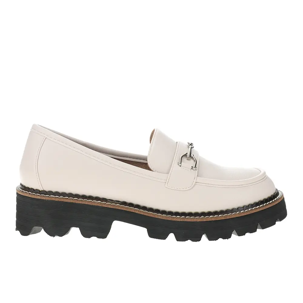 Corkys Womens Brownie Points Lug Sole Slip On Loafers Casual - Off White