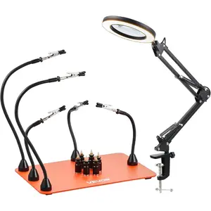 VEVOR Magnetic Helping Hands Soldering Station, 4 Flexible Arms Third Hand Tool, with 6 PCB Pillar Holders 360 Hot Air Gun Holder, Heavy - Duty Base Soldering Helper for Electronic Repair CraftVEVOR Super Brand Day