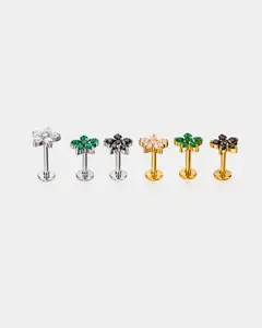 Flower Threadless Push Pin Helix Stud