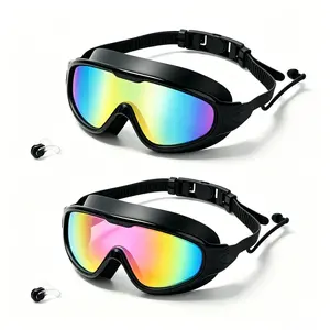 Swim Goggles 2 Pack - Wide View Anti-Fog & UV, No Leaking Swim Glasses for Men, Women, Kids Swimming