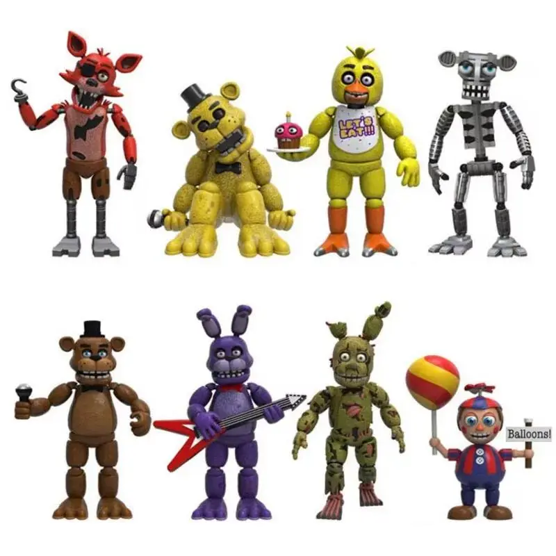 4pcs/Set Freddy, Bonnie, Chica, Foxy, Nightmare Balloon Boy Vinyl Action Figure Collection - Figurines for Collectors, Novelty Toy Dolls