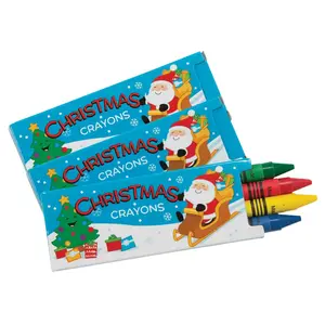 Oriental Trading Company (OTC) 4-Color 4-Inch Non-Toxic Washable Christmas Crayons - 24 Boxes, Ideal for Activity Tables