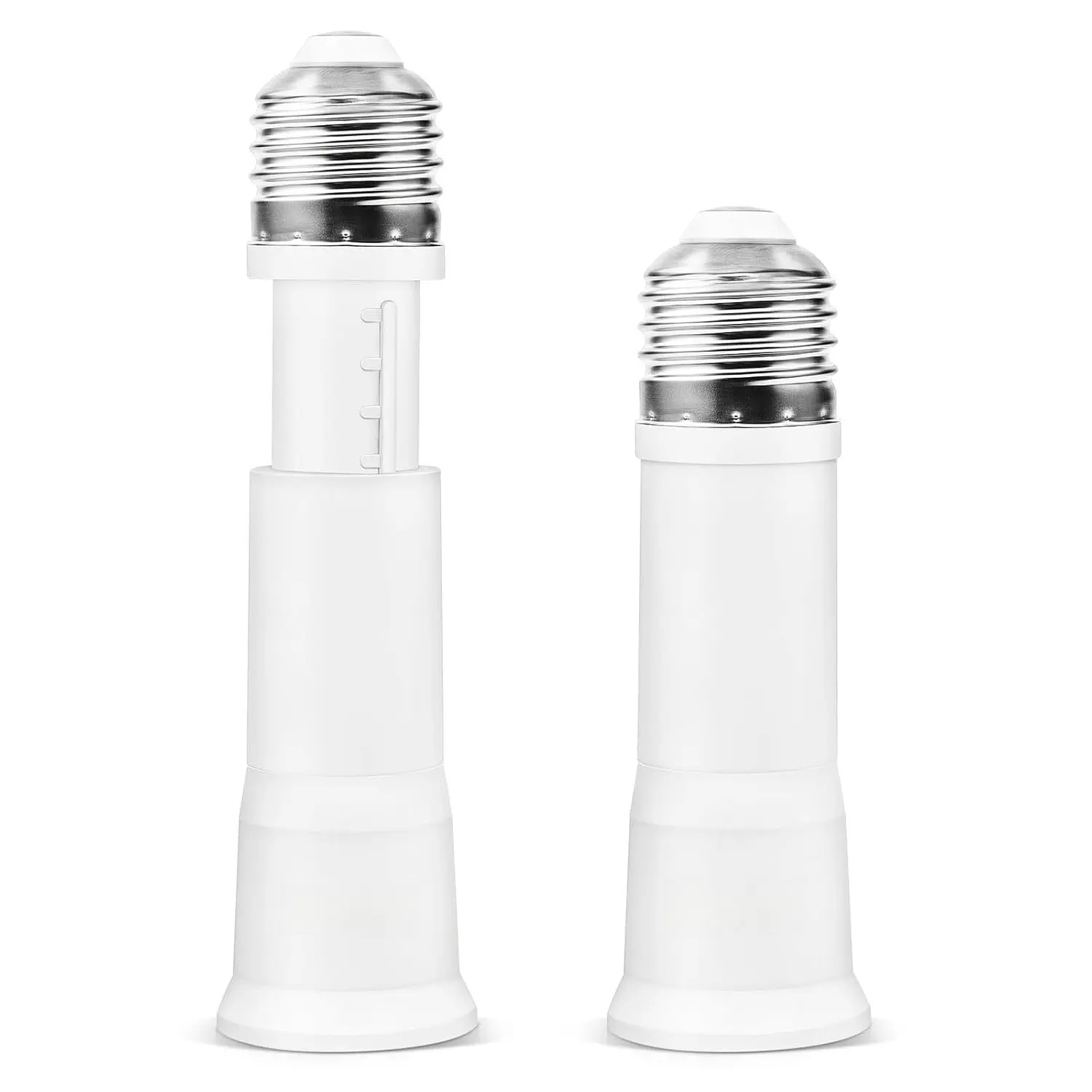 E26 3.15-4.13Inch/8-10.5CM Extension Flexible Socket Extender Adapter, E26 to E26 Edison Screw Converter, Light Socket Extender, Lamp Bulb Socket Extension, 2-Pack