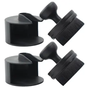 VIKING Tire Shine Applicator Brushes, Automotive Tire Dressing Applicator Brush, Storage Stand Included for Tire Detailing and Car Wash Kit, Black, 2.3 Inch Diameter, 2 Pack