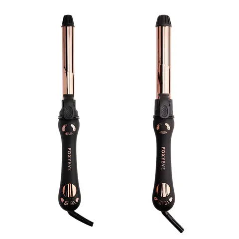FoxyBae Rose Gold Twirl Boss Rotating Curler -  Automatic Curling Iron With Titanium Barrel, Auto Rotating Hair Curler For Fast, Smooth, Silky, Long-Lasting Curls