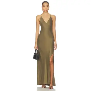 EAVES Lydia Silk Maxi Dress in Capers