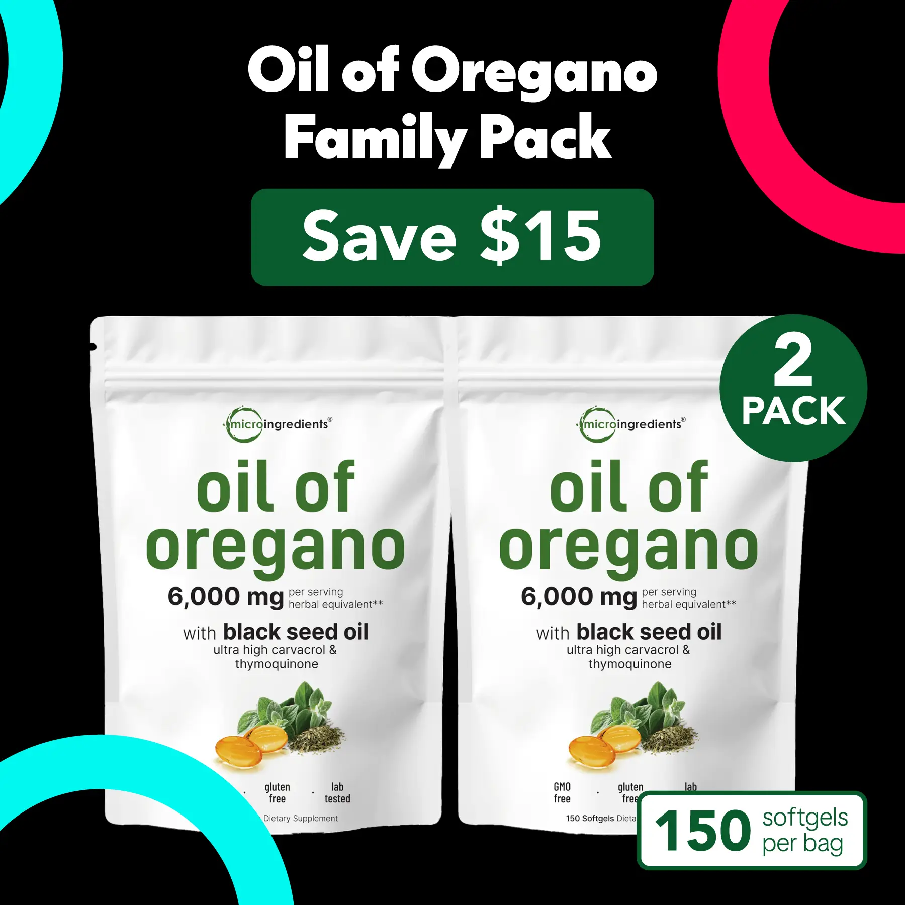 Micro Ingredients Oil of Oregano Family 2 Pack