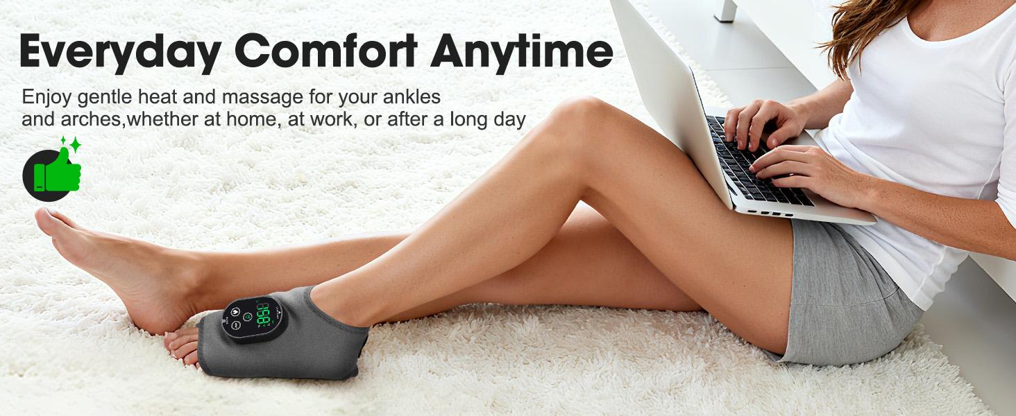 Cordless Ankle Massager for Pain Relief, Foot Massager for Neuropathy, Foot and Ankle Massager, Ankle Heating Pad with Massage, Adjustable Timer, 6 Heat Levels, 3 Vibration Modes, Single One ,Durable Ankle Support ,Durable Ankle Support