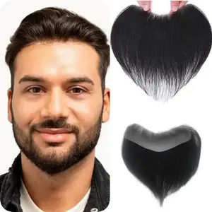 Histoupee V Frontal Thin Skin Hairline Mens Toupee Natural Human Hair Patch 2.5x16CM
