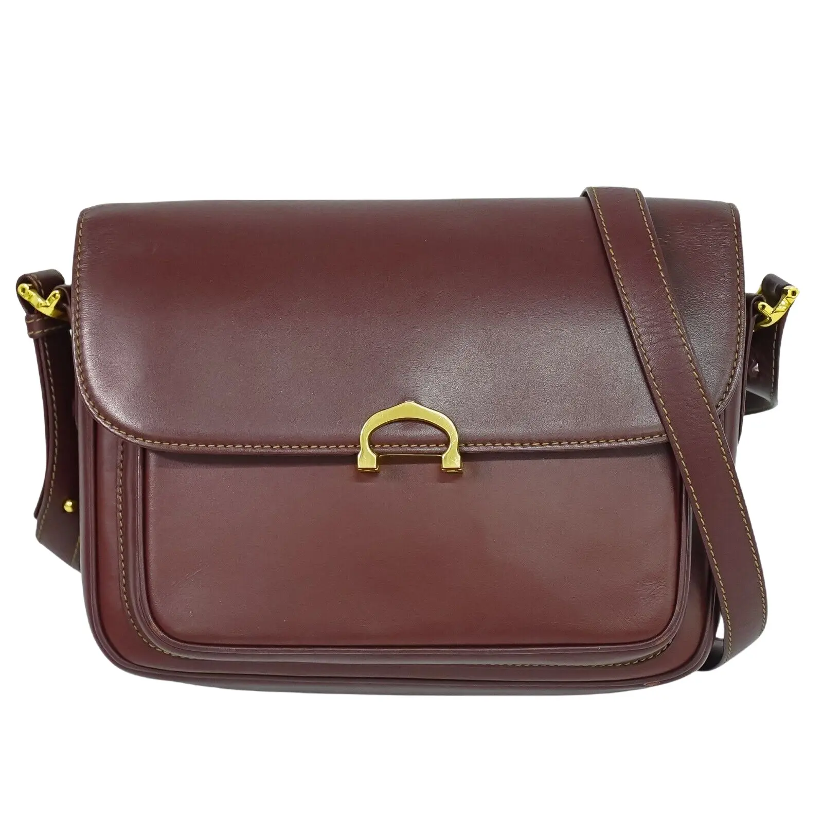 Pre-owned Cartier Leather Shoulder Bags Must De Burgundy Shoulder Bag