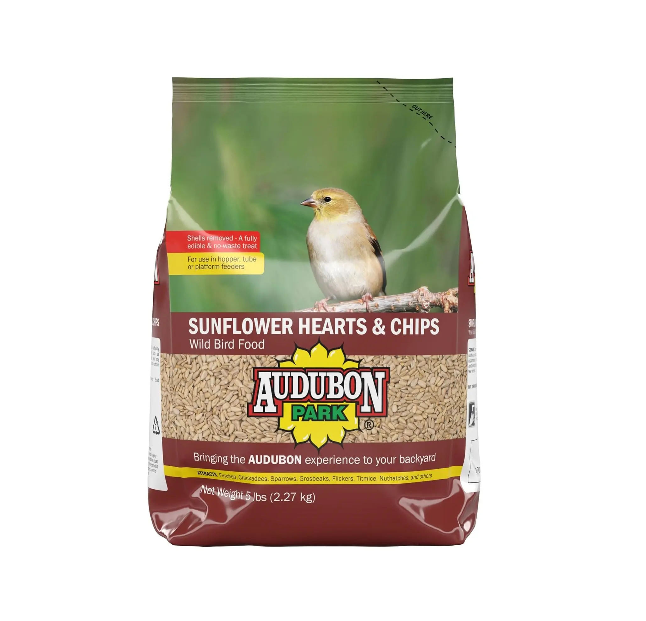 Audubon Park Sunflower Hearts & Chips Wild Bird Food, No-Mess Bird Feed, 5-lb Bag
