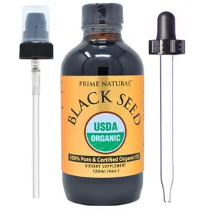 Prime Natural Organic Black Seed Oil 4oz - Cold Pressed Unrefined High Thymoquinone 1.7% USDA Certified - Turkish Origin Potent Nigella Sativa Liquid - Vegan Omega 3 6 9, Antioxidant