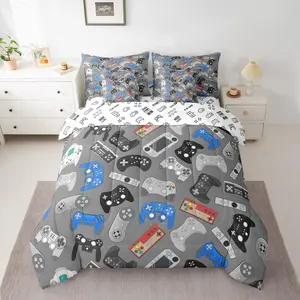 Teens Gamepad Comforter Set,7 Piece Modern Gamer Bed in A Bag,Video Game Bedding Sets Fitted Sheet