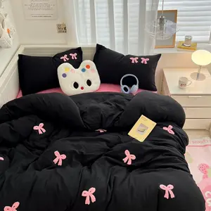 Cute Bowknot Design Bedding Set, 3 Counts/set Including Duvet Cover & Pillowcase without Filler, Soft Comfortable Bedding Set for Home Bedroom, Decorative Bedding Set
