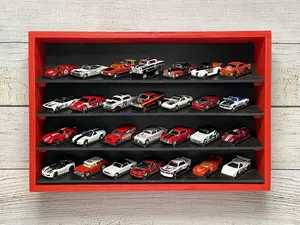 28 Car - Hot Wheels Wooden Display - Ruby Case - 1/64 Scale
