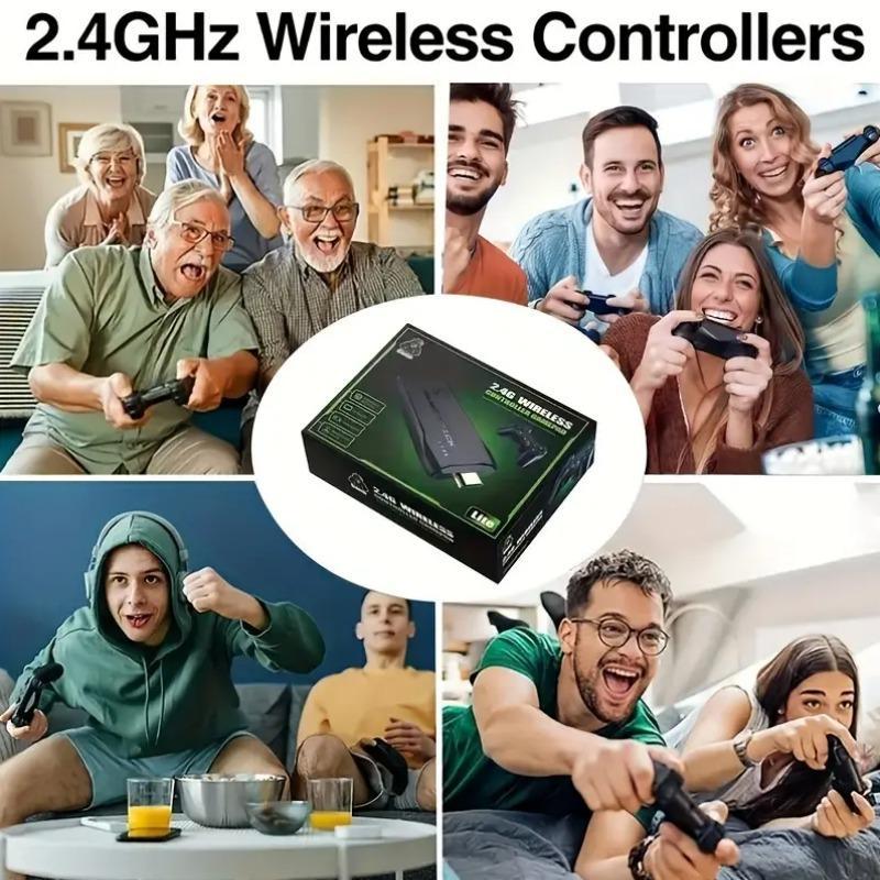 M8 Portable mini game stick, plug and play, comes with 2 wireless controllers and a 64G Micro SD card, HD TV game console