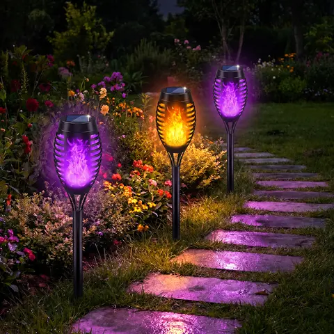 Solar Flame Torch Lights Outdoor, 12 Pack IPX4 Waterproof LED Decorative Garden Lights for Patio, Deck & Landscape,Perfect for Halloween, Christmas and holiday decorations, #SohoChic