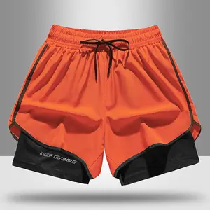 Men's swim trunks with built-in compression lining, 2-in-1 quick-dry swimwear