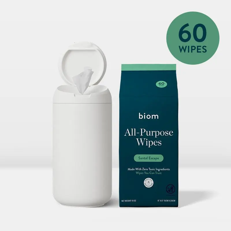 Biom Wipes Dispenser + 60 Ct Refillable All-Purpose Wipes Biom Wipes Dispenser + 60 Ct Refillable All-Purpose Wipes