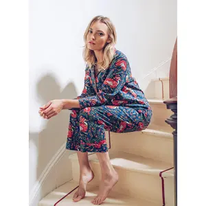 Queen Lotus - Long PJ Set - Indigo
