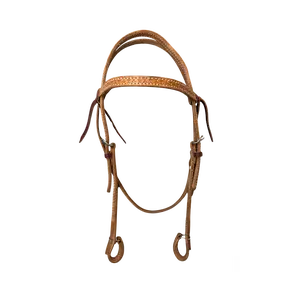 HR 5/8" Doubled & Stitched Quick Change Running W Tooled Leather Browband Headstall