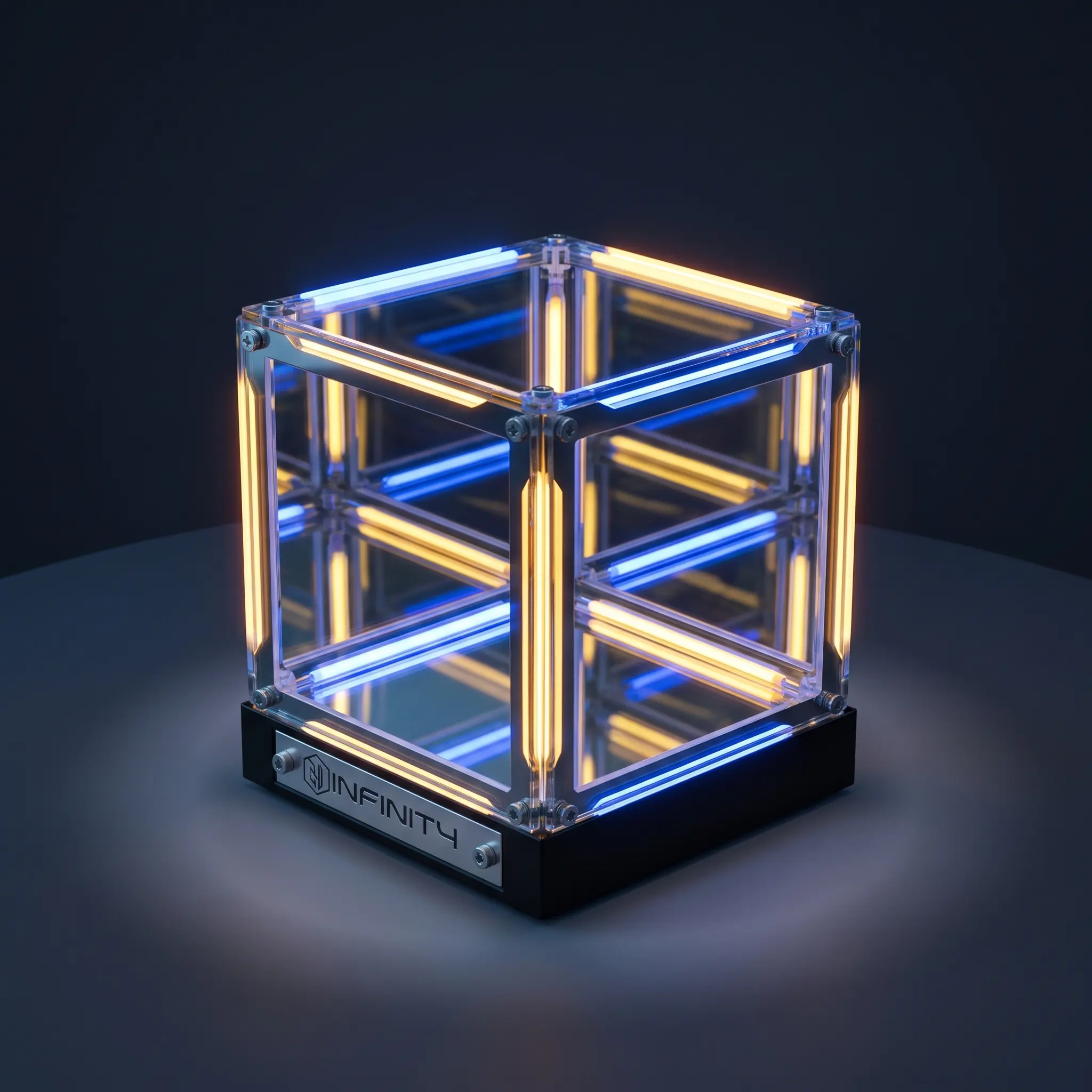 4D RGB Infinity Mirror Cube Light - Wireless Rechargeable 2000mAh Abyss Lamp, Touch Dimmable Sci-Fi LED Tunnel, Accent Lighting Led Mood Light for Bedroom, Quirky Unique Cool Gifts (Room Accessories)